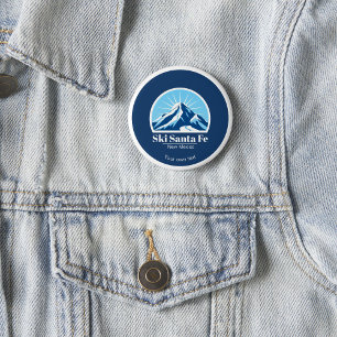 Badge Rond 2,50 Cm Ski Père Noël Fe Nouveau Mexique nom de la station