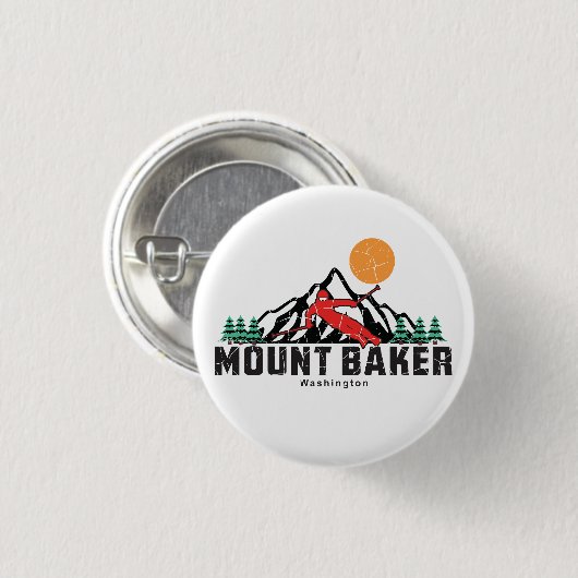 Badge Rond 2,50 Cm Ski Retro Mount Baker (Devant & derrière)