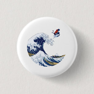 Badge Rond 2,50 Cm Ski sur la grande vague de Kanagawa Japonais