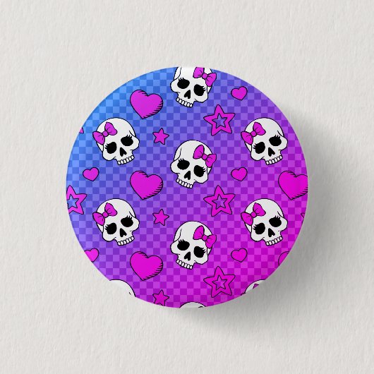 Badge Rond 2,50 Cm Skully Pop Kawaii (Devant)