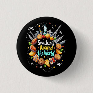 Badge Rond 2,50 Cm Snacking Autour Du Monde Fast Food Travel Travele