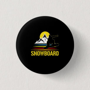 Badge Rond 2,50 Cm Snowboard Retro Vintage