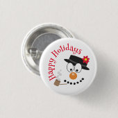 Badge Rond 2,50 Cm Snowman Funny Visage mignonne nouveauté Noël (Devant & derrière)