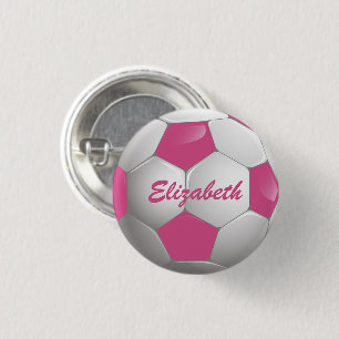 Badge Rond 2,50 Cm Soccer Ball Pink and White