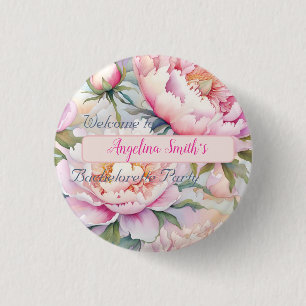 Badge Rond 2,50 Cm Soft Pink Peony Party personnalisable