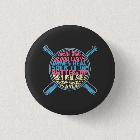 Badge Rond 2,50 Cm Softball (Devant)