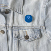 Badge Rond 2,50 Cm Soins d'appoint Bleu Sensibilisation Ruban Coeur P (En situation)