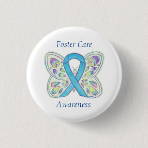Badge Rond 2,50 Cm Soins d'appoint Blue Butterfly Awareness Épingle 