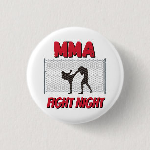 Badge Rond 2,50 Cm Soirée de combat de MMA texte et silhouette de deu