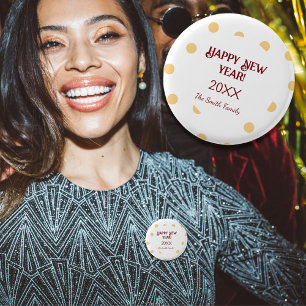 Badge Rond 2,50 Cm Soirée du Nouvel An en or Polka