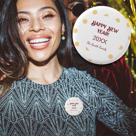 Badge Rond 2,50 Cm Soirée du Nouvel An en or Polka