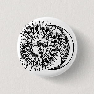 Badge Rond 2,50 Cm Soleil et lune médiévaux
