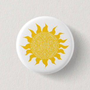 Badge Rond 2,50 Cm Soleil jaune vif