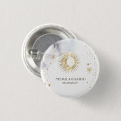 Badge Rond 2,50 Cm Soleil, Lune, Étoiles célestes (Devant & derrière)