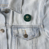 Badge Rond 2,50 Cm Soleil Or Céleste Et Étoiles Lune Vert (En situation)