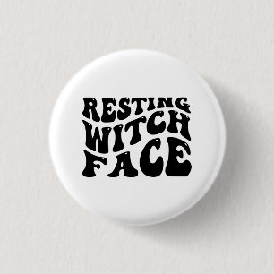 Badge Rond 2,50 Cm Sorcière de repos visage-Halloween-Éffrayant-Scary