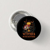 Badge Rond 2,50 Cm Sorcières avec des hachures Halloween sorcières Ca (Devant & derrière)