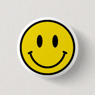 Badge Rond 2,50 Cm Sourire Jaune Rouge Noir Blanc Joyeux Visage Emoji