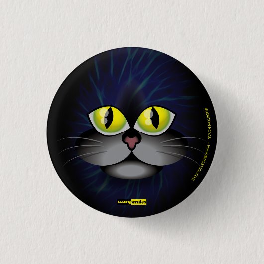 Badge Rond 2,50 Cm Sourires effrayants - chat noir (Devant)