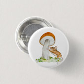 Badge Rond 2,50 Cm Souris drôle avec champignon sauvage (Devant & derrière)