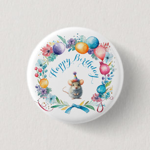 Badge Rond 2,50 Cm Souris mignonne portant un Sticker Casquette