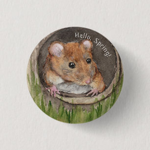 Badge Rond 2,50 Cm Souris rustique aquarelle