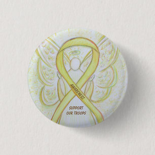 Badge Rond 2,50 Cm Soutenez nos troupes Sensibilisation Ruban Angel P