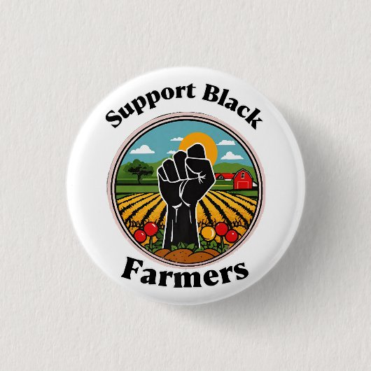 Badge Rond 2,50 Cm Soutien aux agriculteurs noirs (Devant)