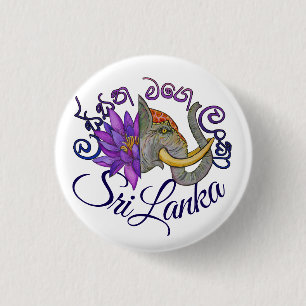 Badge Rond 2,50 Cm Souvenirs sri lankais avec Elephant et Lotus