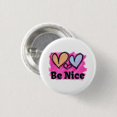 Badge Rond 2,50 Cm Soyez de beaux coeurs aquarelles (Devant & derrière)