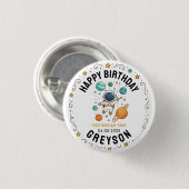 Badge Rond 2,50 Cm Space Adventure 1er anniversaire | Partie spatiale (Devant & derrière)