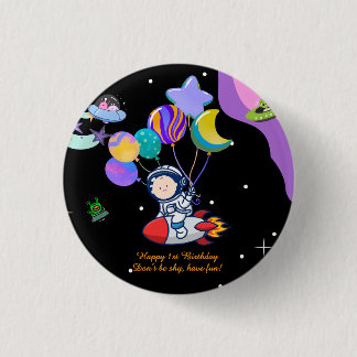 Badge Rond 2,50 Cm Space Birthday Party | Galaxy Theme Decor