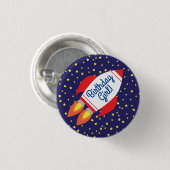 Badge Rond 2,50 Cm Space Rocket Star Navire 1er Bouton d'anniversaire (Devant & derrière)