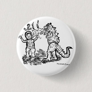 Badge Rond 2,50 Cm Spaceman contre Dinosaure