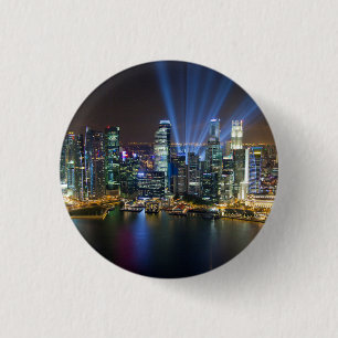 Badge Rond 2,50 Cm Spectacle lumineux du centre-ville de Singapour