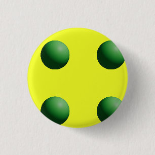Badge Rond 2,50 Cm Sphères vertes sur bouton jaune