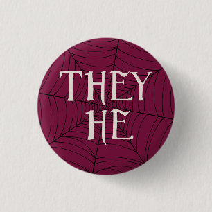 Badge Rond 2,50 Cm Spider Web Ils Il Pronounes en rouge