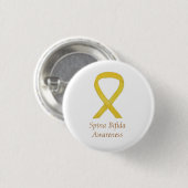 Badge Rond 2,50 Cm Spina Bifida Sensibilisation Jaune Épingles à ruba (Devant & derrière)
