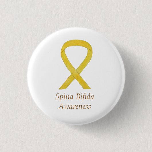Badge Rond 2,50 Cm Spina Bifida Sensibilisation Jaune Épingles à ruba (Devant)