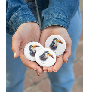 Badge Rond 2,50 Cm Splendor Tropical Toucan, personnalisé