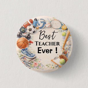 Badge Rond 2,50 Cm Sports Teacher Thank You Gift End of School Year