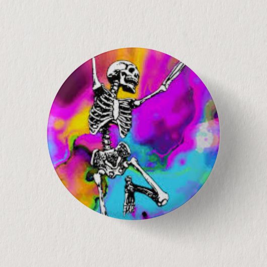 Badge Rond 2,50 Cm Squelette psychédélique (Devant)