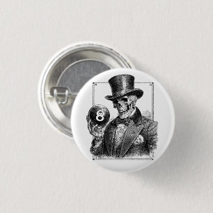 Badge Rond 2,50 Cm Squelette vintage avec chapeau haut-de-forme et bo