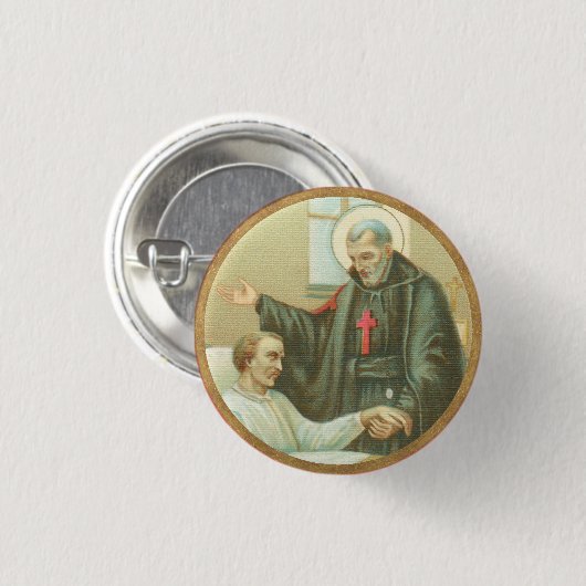 Badge Rond 2,50 Cm St. Camillus Comforting an Invalid (M 021) (Devant & derrière)