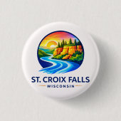 Badge Rond 2,50 Cm St. Croix Falls Wisconsin Scenic River & Cliffs  (Devant)