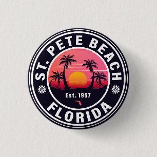 Badge Rond 2,50 Cm St. Pete Beach Floride Retro Sunset Souvenirs 60s