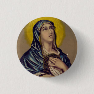 Badge Rond 2,50 Cm Stabat Mater Notre-Dame des Douleurs Art Devotionn
