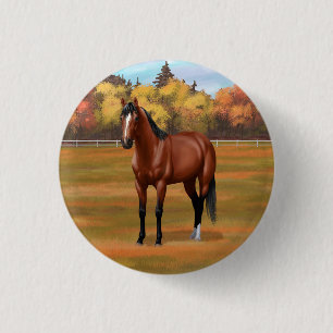 Badge Rond 2,50 Cm Stallion Cheval du Quartier Brown Bay