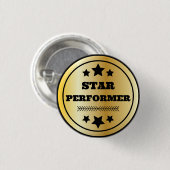 Badge Rond 2,50 Cm Star Interprète de reconnaissance des employés Or (Devant & derrière)