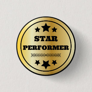 Badge Rond 2,50 Cm Star Interprète de reconnaissance des employés Or